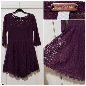 Free People Eggplant Purple Lace Dress